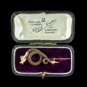 Antique Georgian Garnet Mourning Snake Pin 18ct Gold With Box 