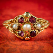 Antique Georgian Garnet Pearl Cluster Ring Circa 1820