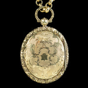 ANTIQUE GEORGIAN LOCKET AND CHAIN SILVER 18CT GOLD GILT back