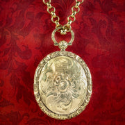 ANTIQUE GEORGIAN LOCKET AND CHAIN SILVER 18CT GOLD GILT cover
