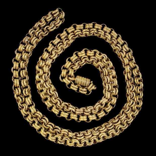 Antique Georgian Long Pinchbeck Chain 18ct Gold Gilt