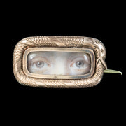 Antique Georgian Lovers Eye Miniature Snake Brooch 18ct Gold