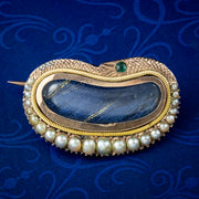 Antique Georgian Mourning Pearl Snake Brooch With Window