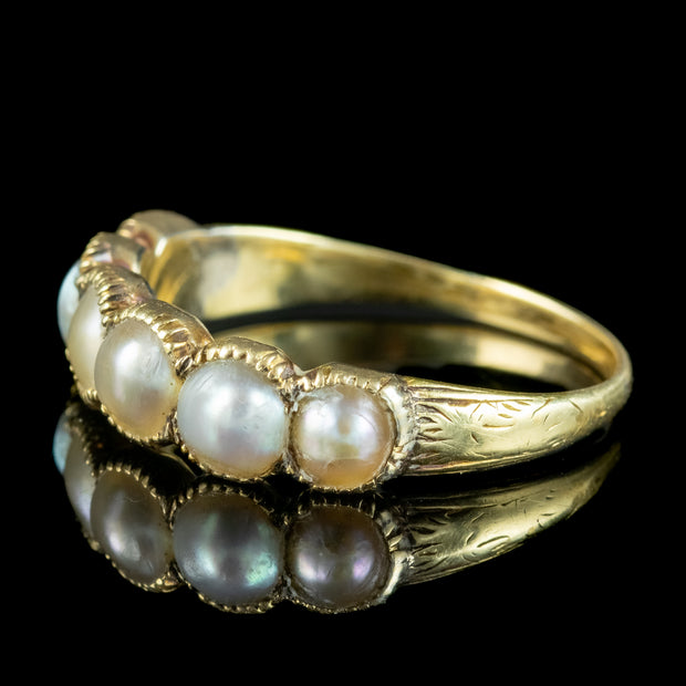 Antique Georgian Natural Pearl Half Hoop Ring
