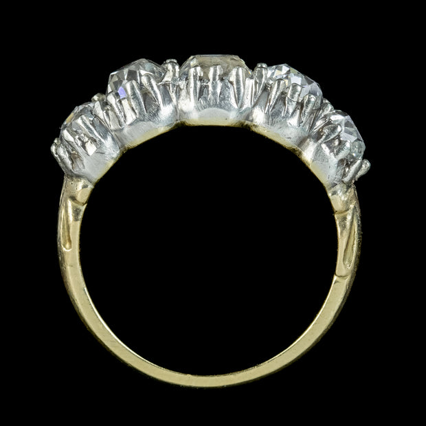 Antique Georgian Old Cut Diamond Five Stone Ring 3.4ct Total