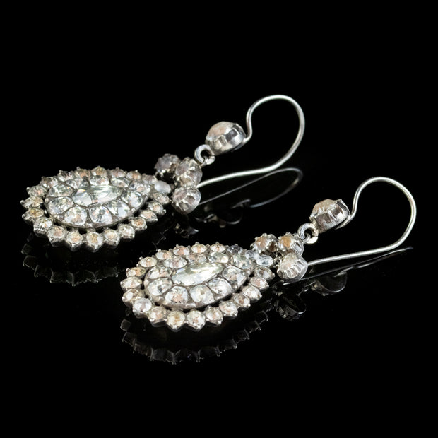 Antique Georgian Paste Drop Earrings Silver Circa 1800