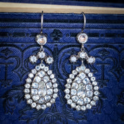 Antique Georgian Paste Drop Earrings Silver Circa 1800