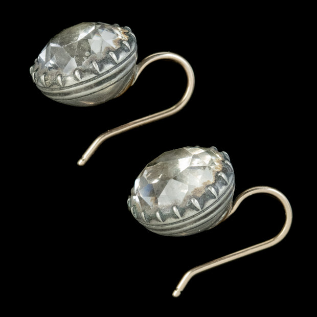 Antique Georgian Paste Earrings Silver Circa 1800