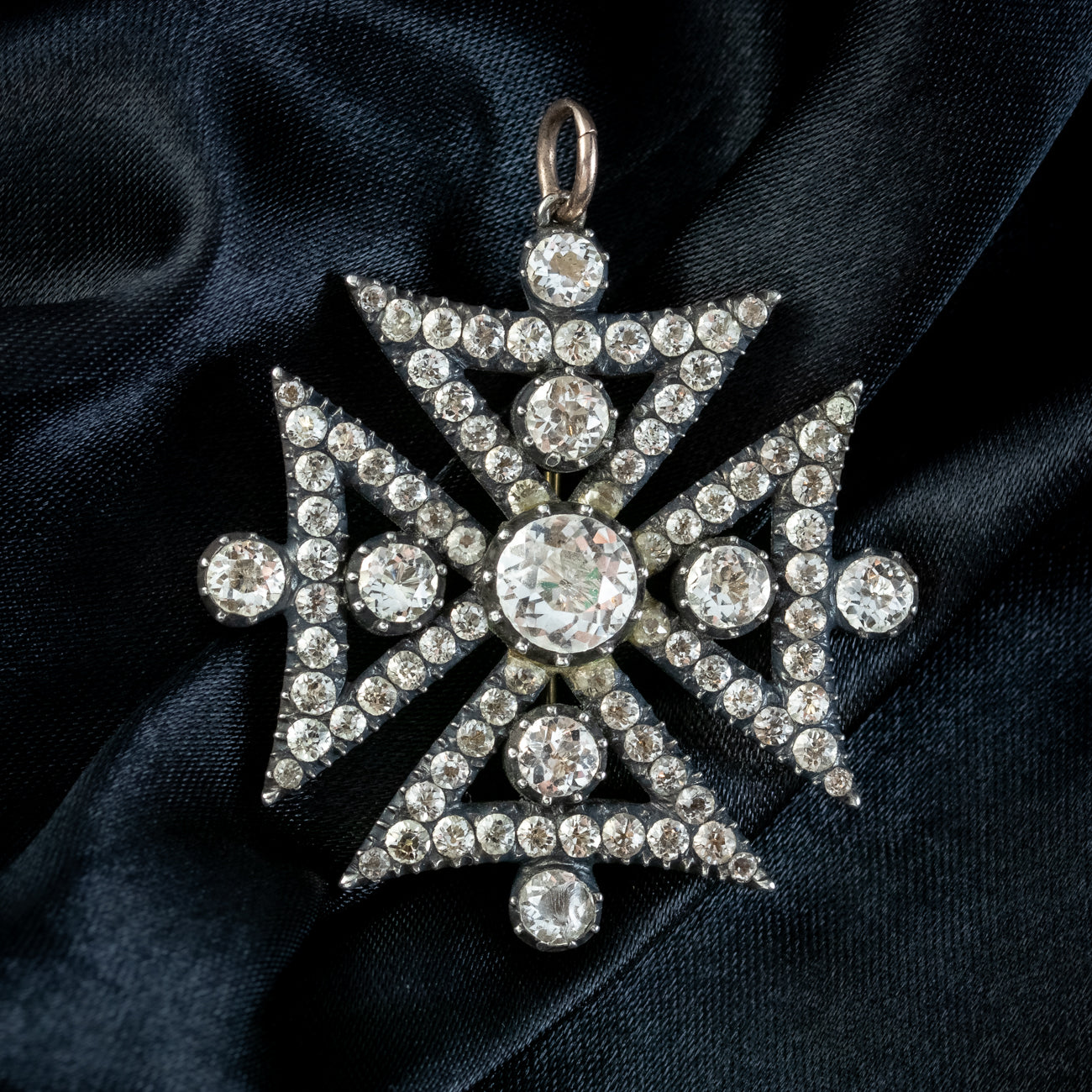 Antique Georgian Paste Maltese Cross Pendant Silver Gold Gilt ...