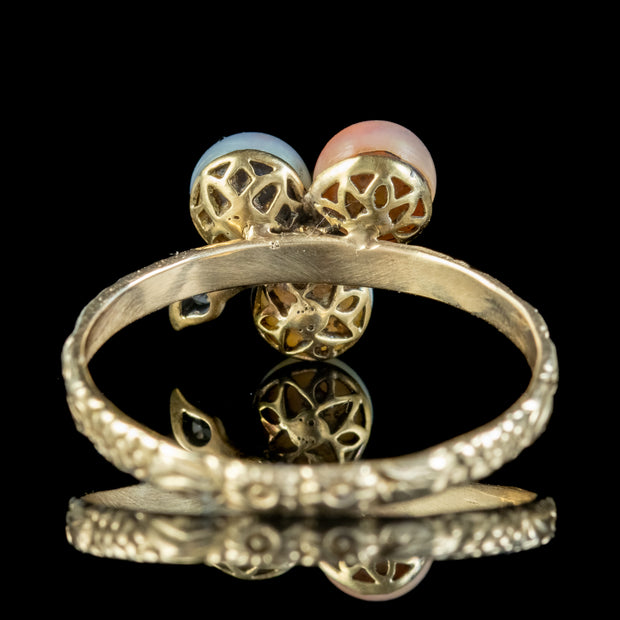 Antique Georgian Pearl Diamond Shamrock Ring 