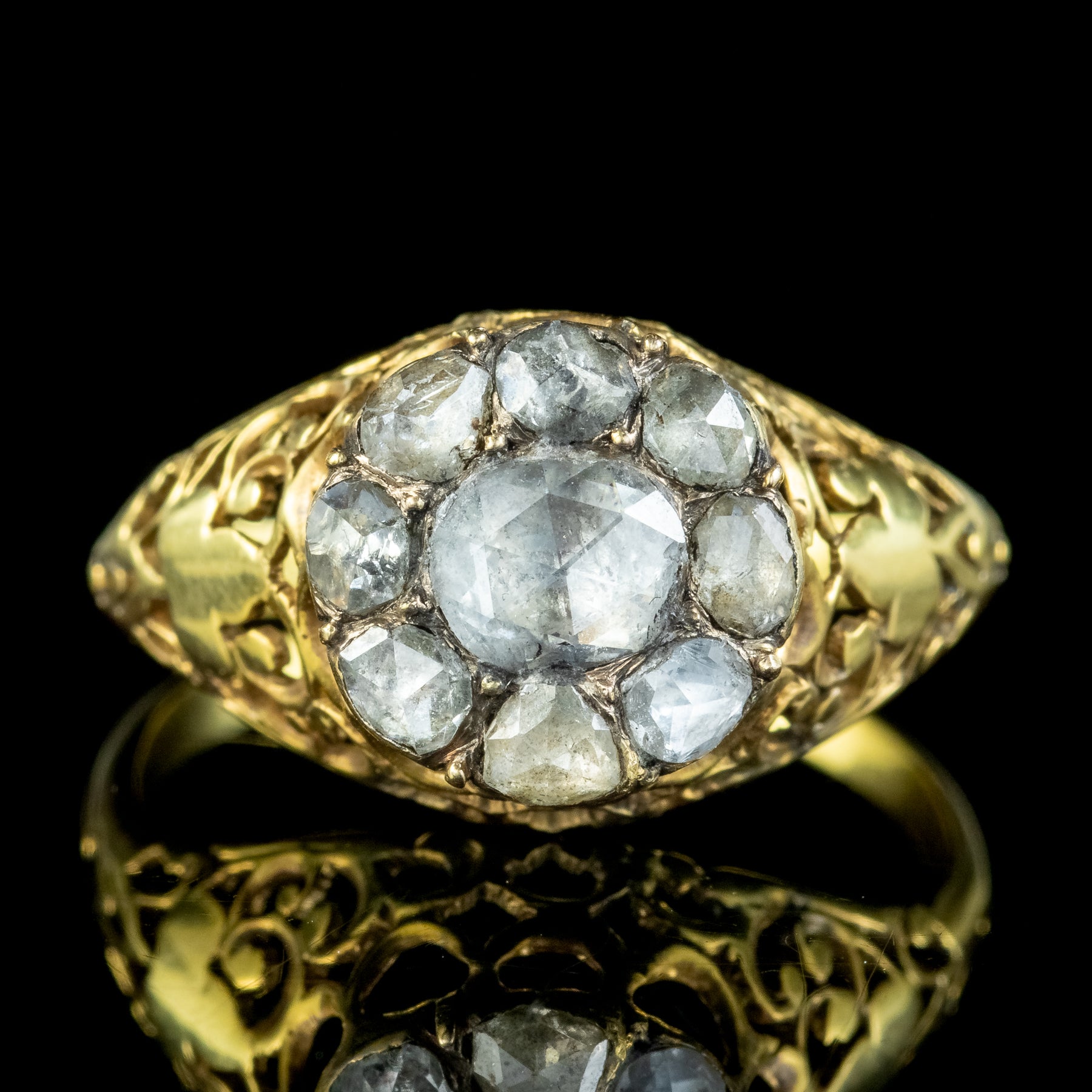 Antique Georgian Rose Cut Diamond Cluster Ring 1.5ct Total – Laurelle ...