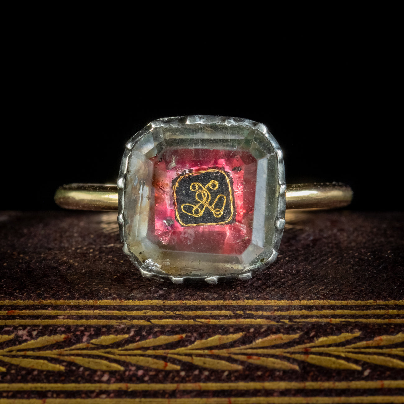 Antique Georgian Stuart Rock Crystal Ring Gold Wire Cipher Circa 1730 ...