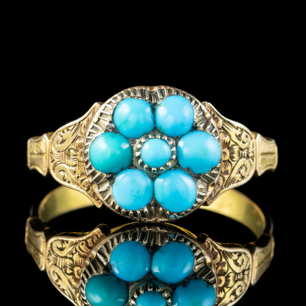 Antique Georgian Turquoise Forget Me Not Ring 