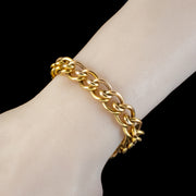 Antique Victorian 15ct Gold Curb Bracelet With Heart Padlock