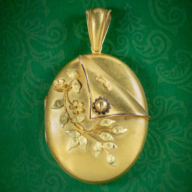 Antique Victorian 18ct Gold Floral Locket Circa 1880
