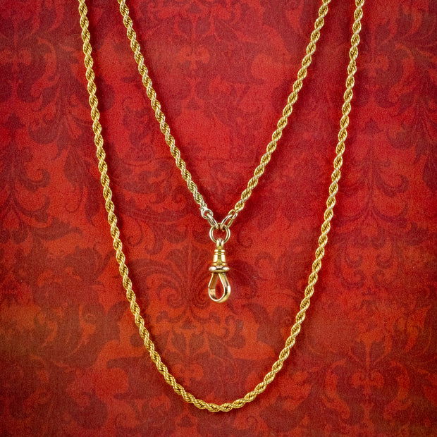 Antique Victorian 18ct Gold Rope Guard Chain Necklace