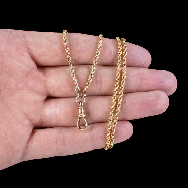 Antique Victorian 18ct Gold Rope Guard Chain Necklace