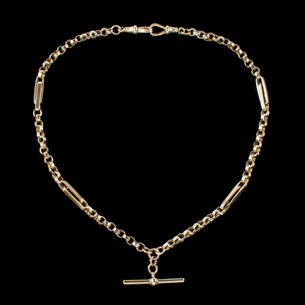 Antique Victorian 9ct Gold Albert Chain With T-Bar 