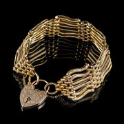 Antique Victorian 9ct Gold Gate Bracelet Heart Padlock 
