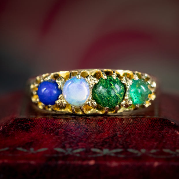 Antique Victorian Acrostic Gemstone Love Ring Dated 1892
