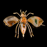Antique Victorian Agate Insect Brooch 18ct Gold Circa 1860