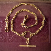 Antique Victorian Albert Chain 9ct Gold With T-Bar