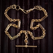 Antique Victorian Albert Chain Necklace 9ct Gold Circa 1880