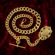 Antique Victorian Albert Chain With Medallion Silver 18ct Gold Gilt Dated 1897