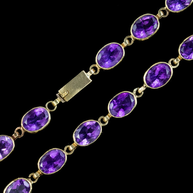 Antique Victorian Amethyst Riviere Necklace 15ct Gold 39ct Total