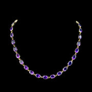 Antique Victorian Amethyst Riviere Necklace 15ct Gold 39ct Total