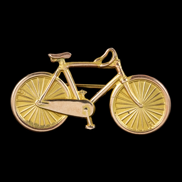 Antique Victorian Bicycle Brooch 9ct Gold Dated 1888