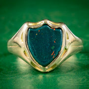 Antique Victorian Bloodstone Shield Signet Ring Dated 1868