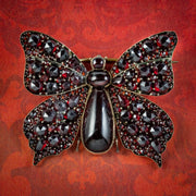 Antique Victorian Bohemian Garnet Butterfly Brooch 
