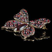Antique Victorian Bohemian Garnet Butterfly Brooch 