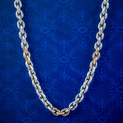 Antique Victorian Cable Link Chain Necklace Silver 18ct Gold