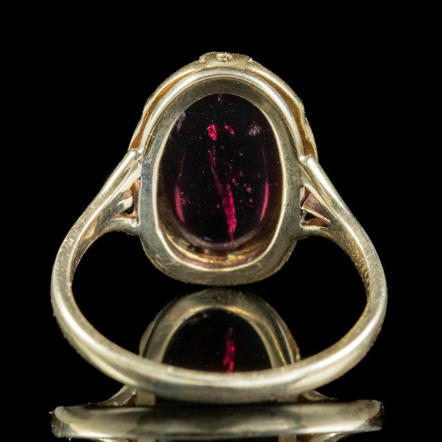Antique Victorian Cabochon Garnet Ring 6ct Garnet