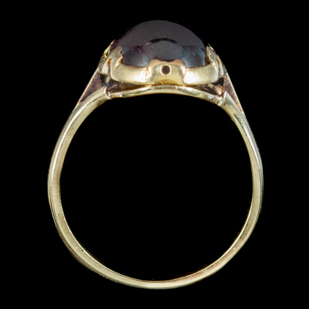 Antique Victorian Cabochon Garnet Ring 6ct Garnet