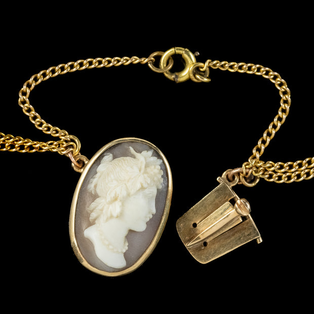 Antique Victorian Cameo Necklace And Bracelet Set 15ct Gold