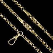 Antique Victorian Celestial Guard Chain Necklace 9ct Gold 