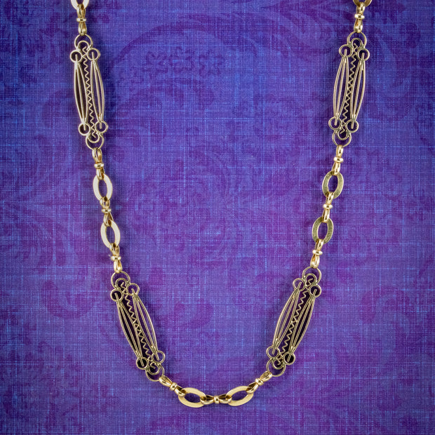 Antique Victorian Chain Necklace 15ct Gold Circa 1900