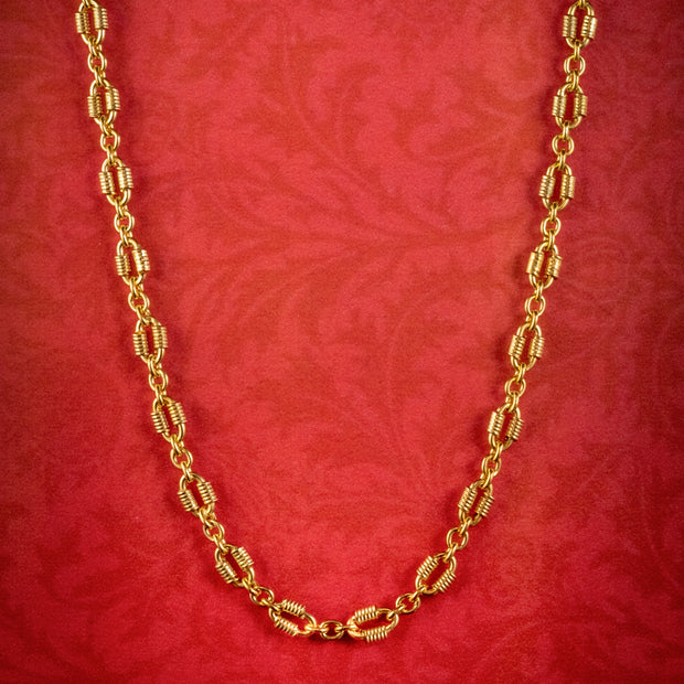 Antique Victorian Chain Necklace Silver 18ct Gold Gilt Circa 1900