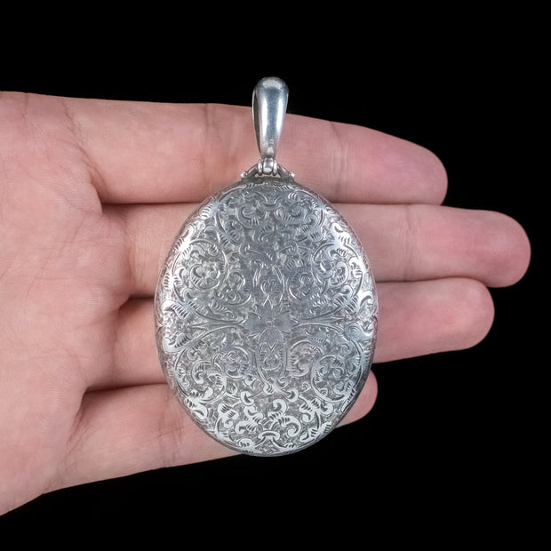 Antique Victorian Chased Silver Locket 