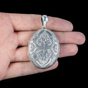 Antique Victorian Chased Sterling Silver Locket 