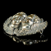 Antique Victorian Cherub Brooch Silver Circa 1860 side