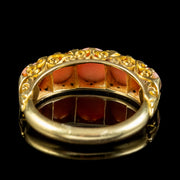 Antique Victorian Coral Diamond Ring Circa 1900
