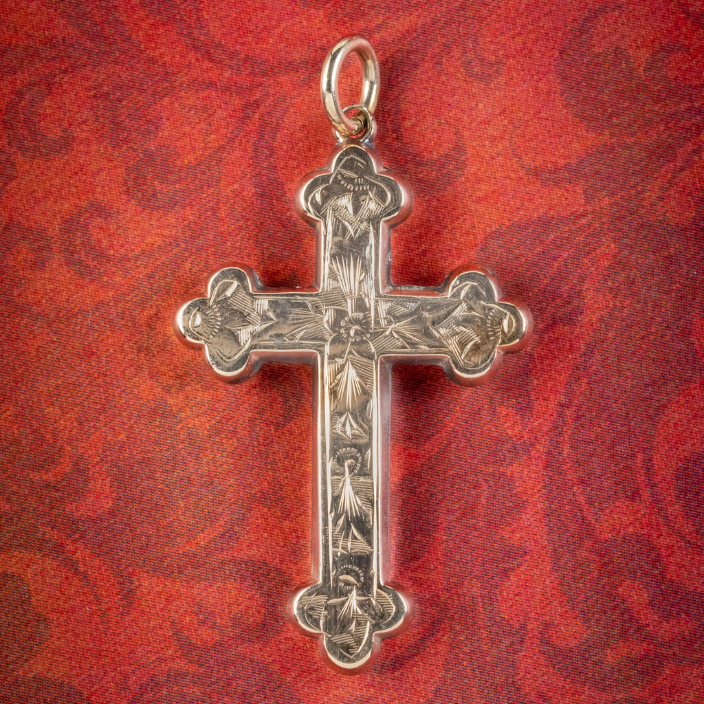 0.24ctw Diamond Ornate Cross Pendant Heart Bail 14k Gold Religious Jew –  Jewelryauthority