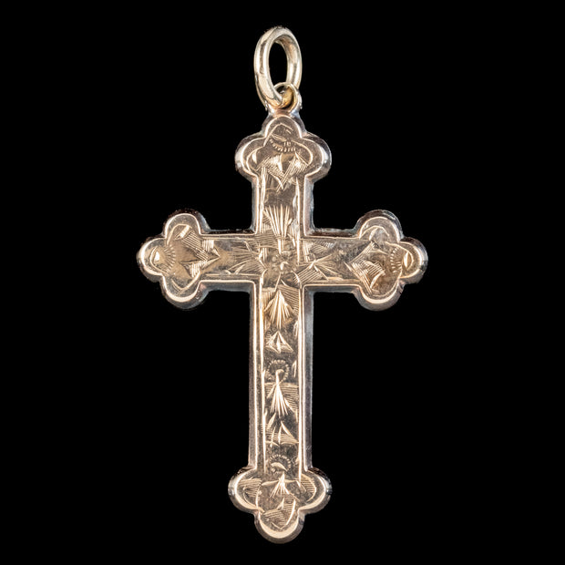 Antique Edwardian 9ct Rose Gold Cross Pendant