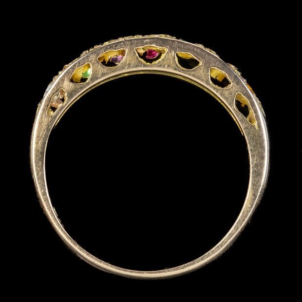 Antique Victorian Dearest Gemstone Acronym Ring 