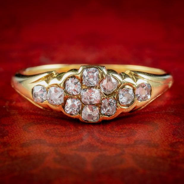 Antique Victorian Diamond Cluster Ring 18ct Gold 