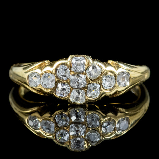 Antique Victorian Diamond Cluster Ring 18ct Gold 